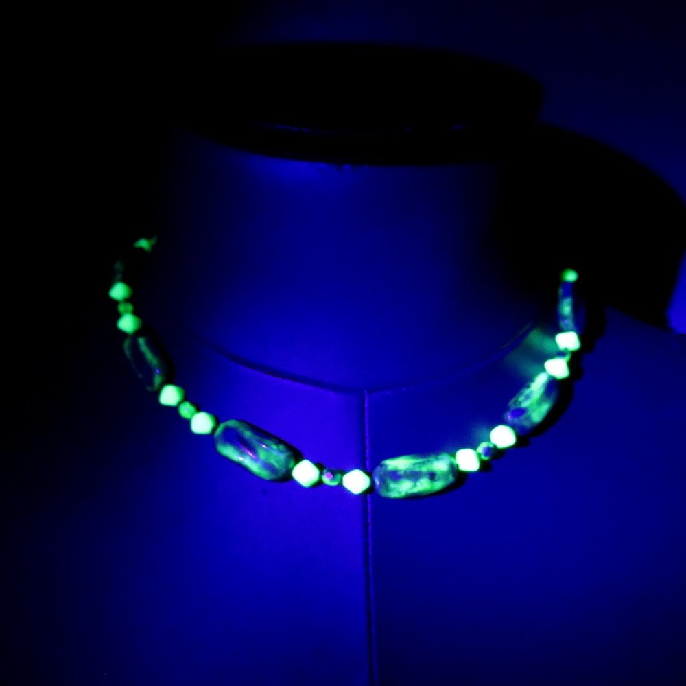 Uranium glass bead necklace